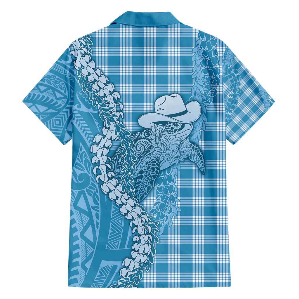 Blue Hawaii Palaka Cowboy Turtle Hawaiian Shirt Hawaiian Paniolo Puakenikeni Maile Lei - Polynesian Pride