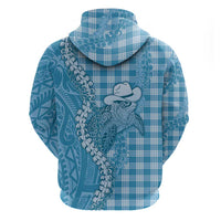 Blue Hawaii Palaka Cowboy Turtle Hoodie Hawaiian Paniolo Puakenikeni Maile Lei - Polynesian Pride
