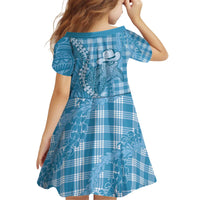 Blue Hawaii Palaka Cowboy Turtle Kid Short Sleeve Dress Hawaiian Paniolo Puakenikeni Maile Lei - Polynesian Pride