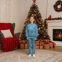 Blue Hawaii Palaka Cowboy Turtle Christmas Pajama Set Hawaiian Paniolo Puakenikeni Maile Lei DT05 Kid Blue - Polynesian Pride