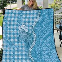 Blue Hawaii Palaka Cowboy Turtle Quilt Hawaiian Paniolo Puakenikeni Maile Lei - Polynesian Pride