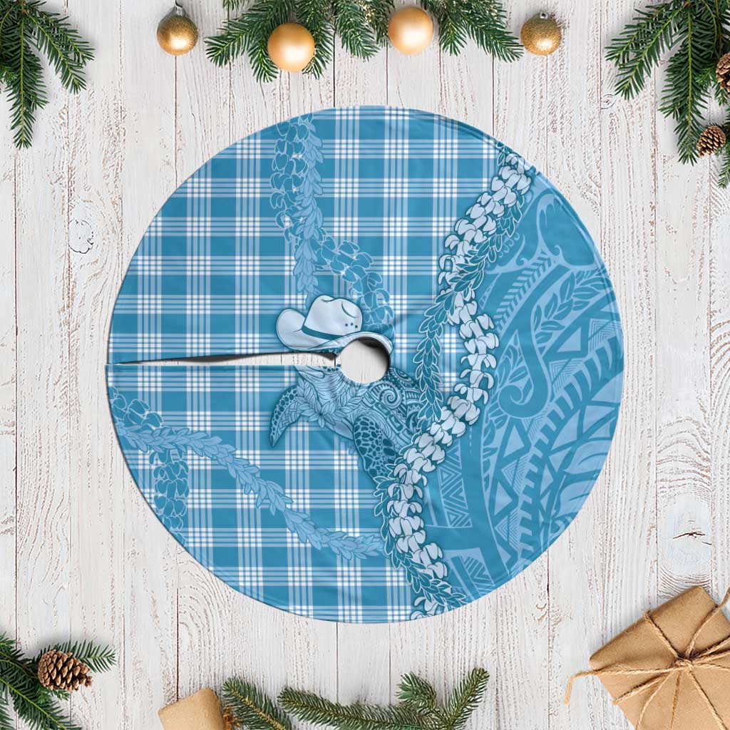 Blue Hawaii Palaka Cowboy Turtle Tree Skirt Hawaiian Paniolo Puakenikeni Maile Lei DT05 Casual Blue - Polynesian Pride