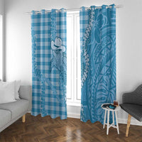 Blue Hawaii Palaka Cowboy Turtle Window Curtain Hawaiian Paniolo Puakenikeni Maile Lei - Polynesian Pride
