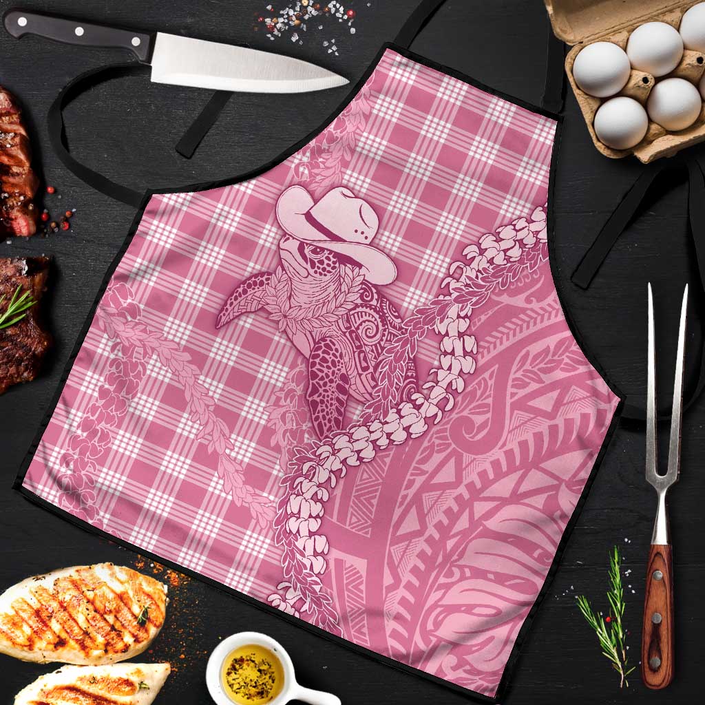 Pink Hawaii Palaka Cowboy Turtle Apron Hawaiian Paniolo Puakenikeni Maile Lei DT05 Pink - Polynesian Pride