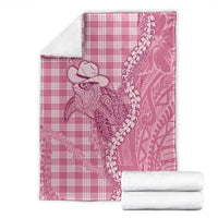 Pink Hawaii Palaka Cowboy Turtle Blanket Hawaiian Paniolo Puakenikeni Maile Lei - Polynesian Pride