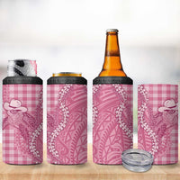 Pink Hawaii Palaka Cowboy Turtle 4 in 1 Can Cooler Tumbler Hawaiian Paniolo Puakenikeni Maile Lei - Polynesian Pride