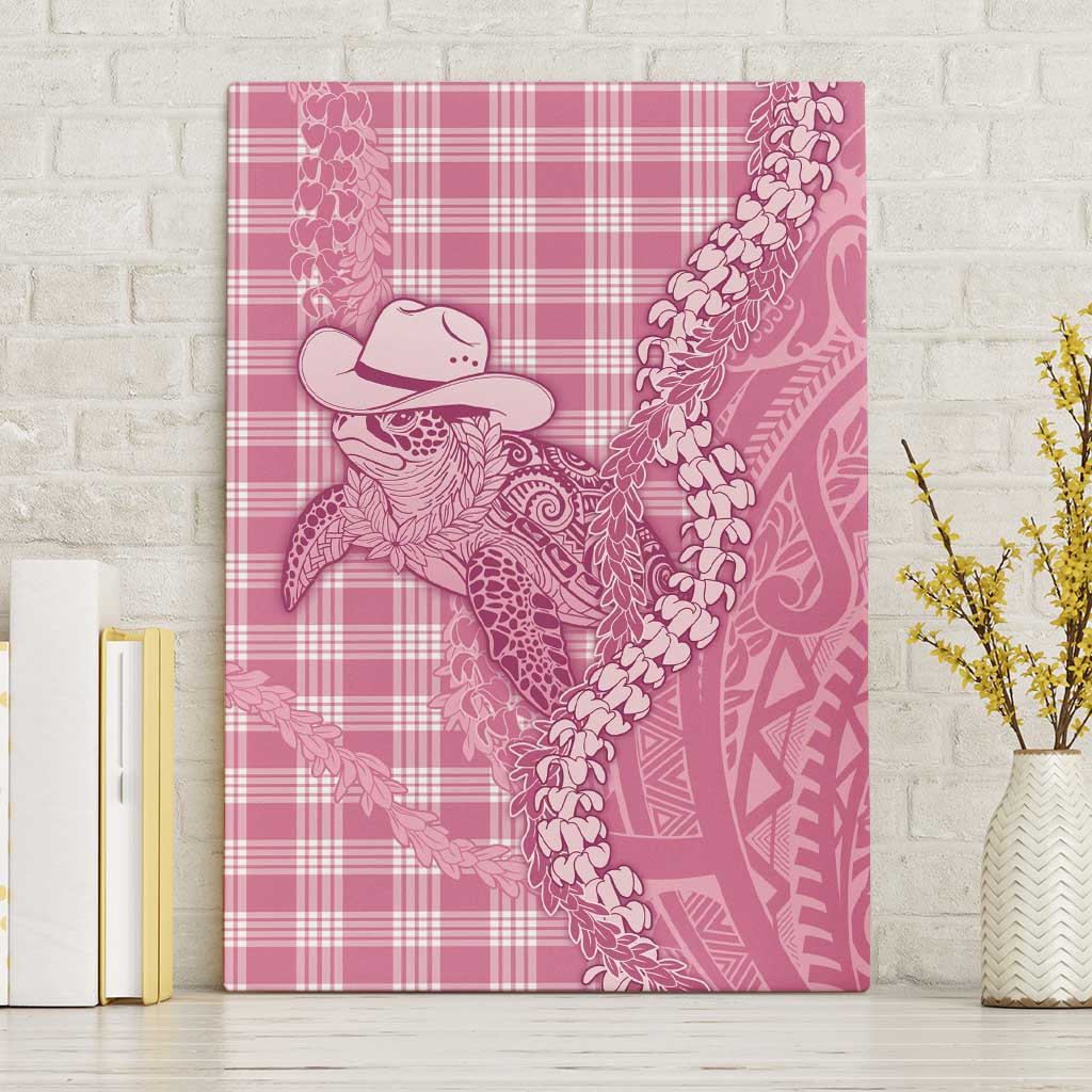 Pink Hawaii Palaka Cowboy Turtle Canvas Wall Art Hawaiian Paniolo Puakenikeni Maile Lei - Polynesian Pride