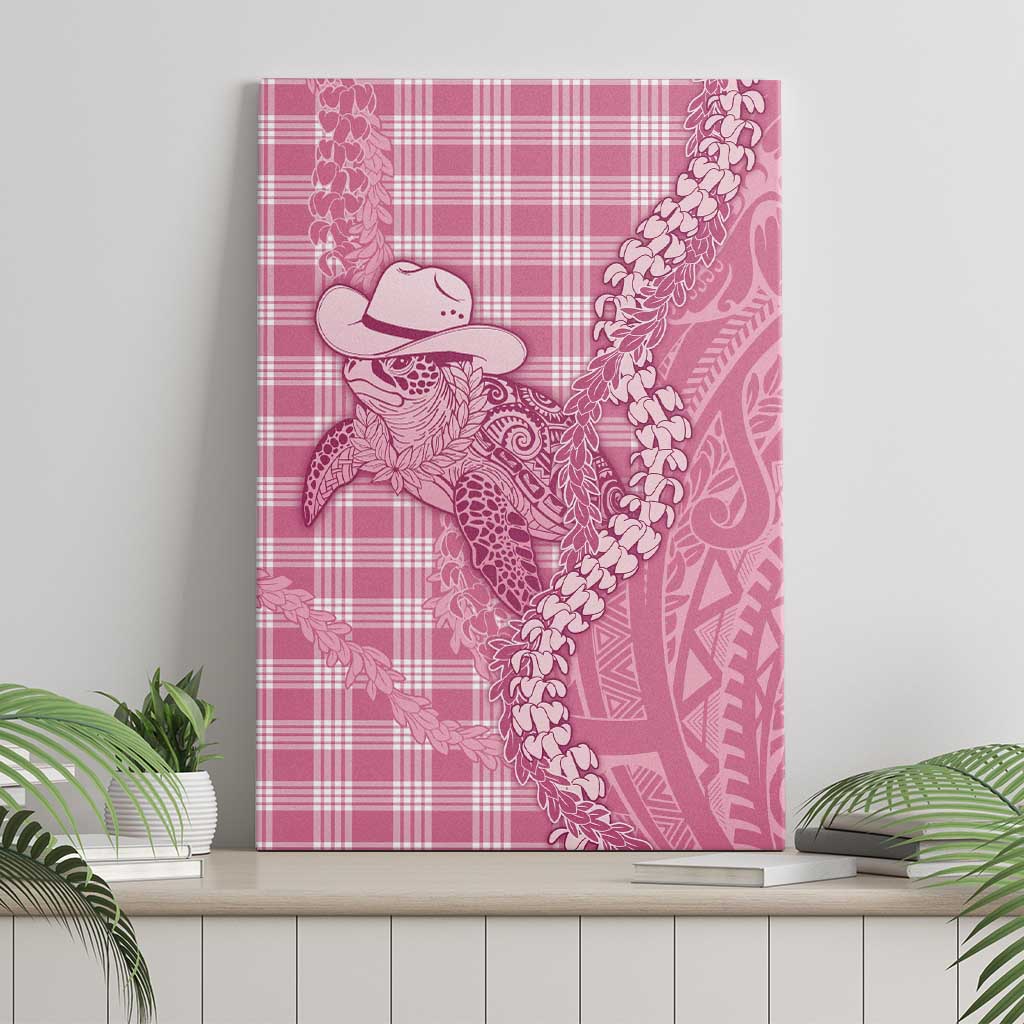 Pink Hawaii Palaka Cowboy Turtle Canvas Wall Art Hawaiian Paniolo Puakenikeni Maile Lei - Polynesian Pride