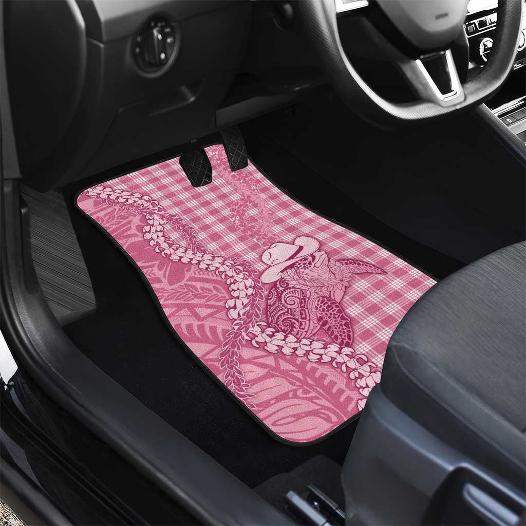 Pink Hawaii Palaka Cowboy Turtle Car Mats Hawaiian Paniolo Puakenikeni Maile Lei - Polynesian Pride