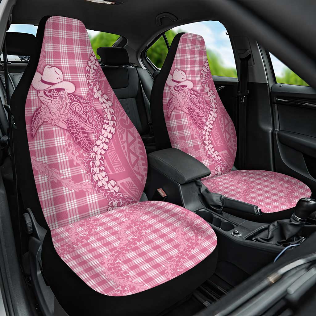 Pink Hawaii Palaka Cowboy Turtle Car Seat Cover Hawaiian Paniolo Puakenikeni Maile Lei - Polynesian Pride