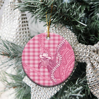 Pink Hawaii Palaka Cowboy Turtle Ceramic Ornament Hawaiian Paniolo Puakenikeni Maile Lei - Polynesian Pride