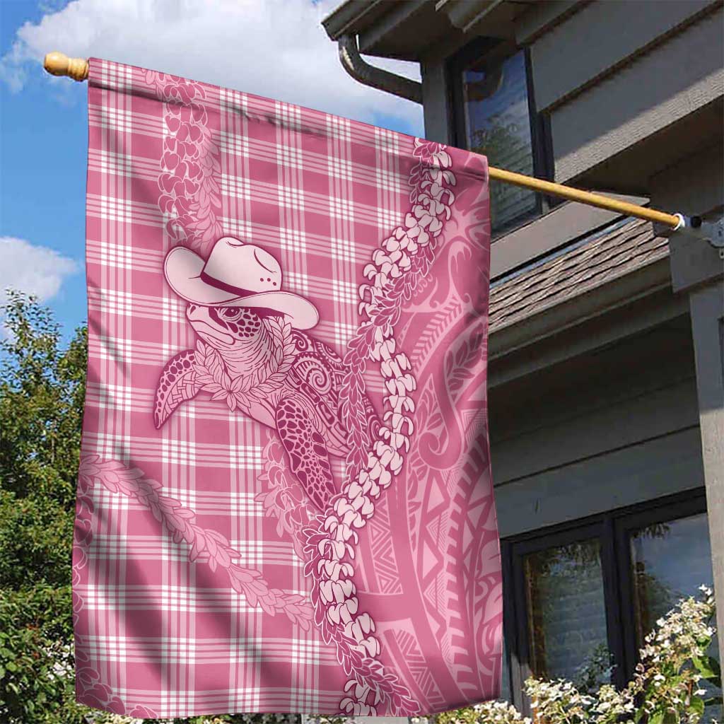 Pink Hawaii Palaka Cowboy Turtle Garden Flag Hawaiian Paniolo Puakenikeni Maile Lei - Polynesian Pride