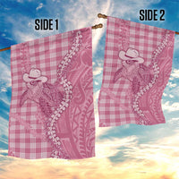 Pink Hawaii Palaka Cowboy Turtle Garden Flag Hawaiian Paniolo Puakenikeni Maile Lei - Polynesian Pride