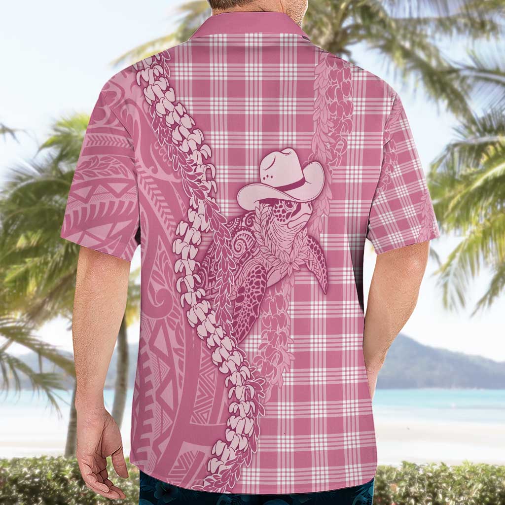 Pink Hawaii Palaka Cowboy Turtle Hawaiian Shirt Hawaiian Paniolo Puakenikeni Maile Lei - Polynesian Pride