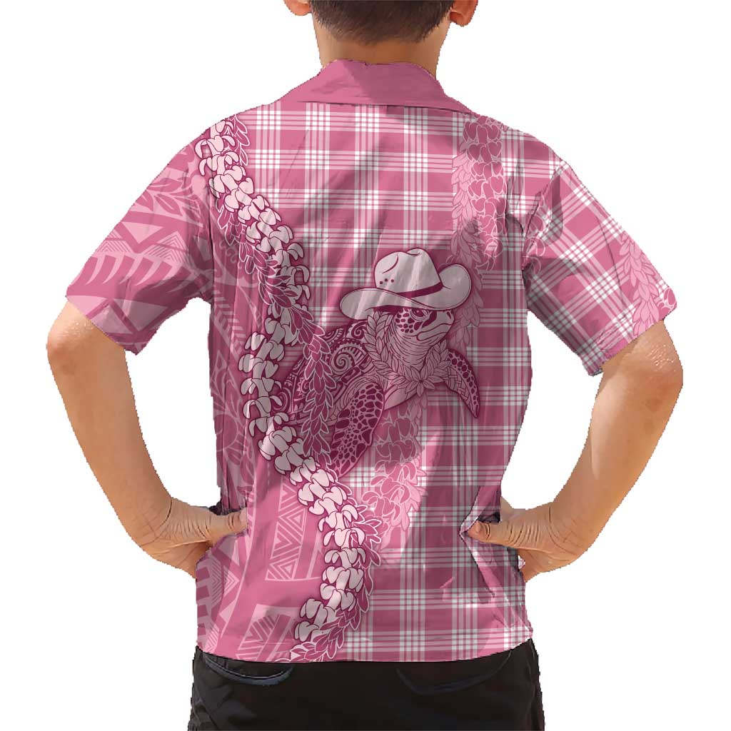 Pink Hawaii Palaka Cowboy Turtle Kid Hawaiian Shirt Hawaiian Paniolo Puakenikeni Maile Lei DT05 - Polynesian Pride