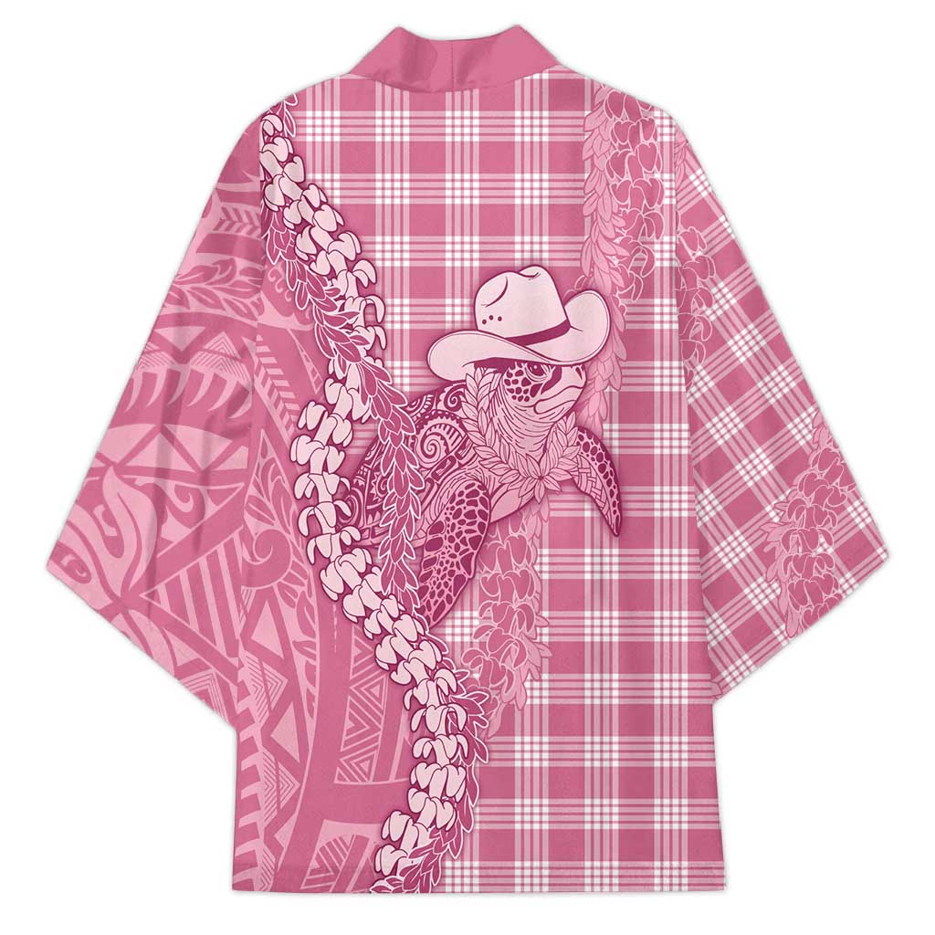Pink Hawaii Palaka Cowboy Turtle Kimono Hawaiian Paniolo Puakenikeni Maile Lei - Polynesian Pride