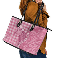 Pink Hawaii Palaka Cowboy Turtle Leather Tote Bag Hawaiian Paniolo Puakenikeni Maile Lei - Polynesian Pride