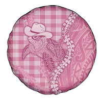 Pink Hawaii Palaka Cowboy Turtle Spare Tire Cover Hawaiian Paniolo Puakenikeni Maile Lei - Polynesian Pride