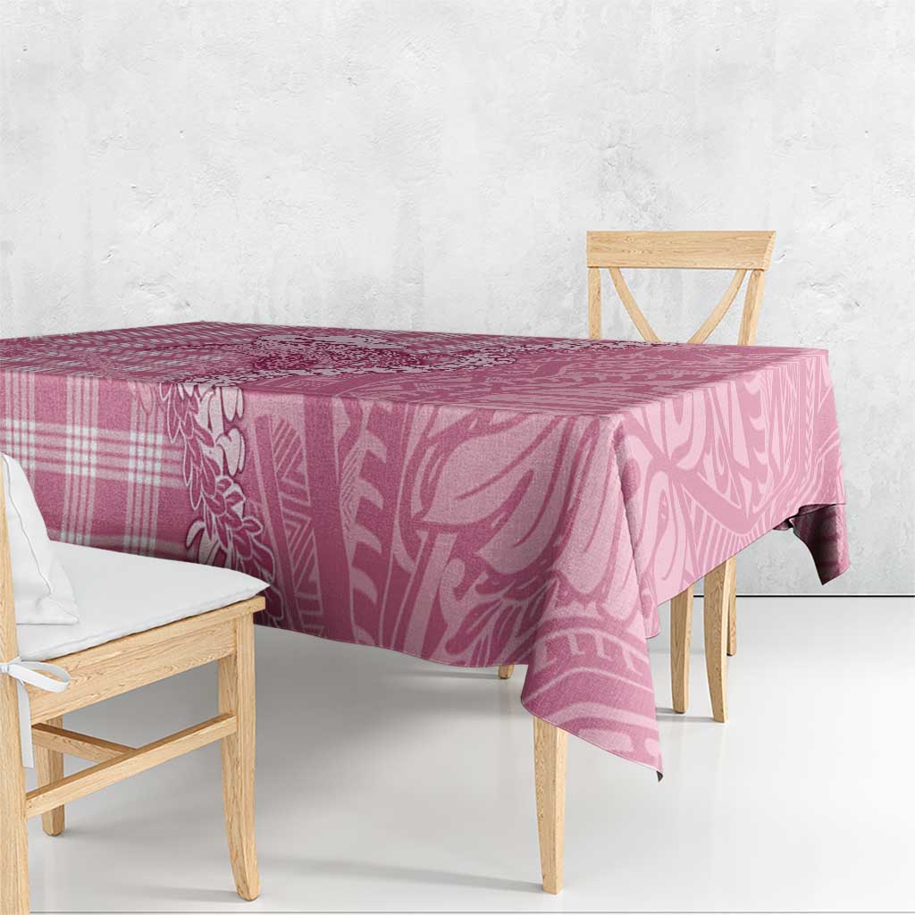 Pink Hawaii Palaka Cowboy Turtle Tablecloth Hawaiian Paniolo Puakenikeni Maile Lei - Polynesian Pride
