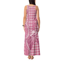 Pink Hawaii Palaka Cowboy Turtle Tank Maxi Dress Hawaiian Paniolo Puakenikeni Maile Lei - Polynesian Pride