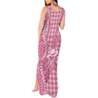 Pink Hawaii Palaka Cowboy Turtle Tank Maxi Dress Hawaiian Paniolo Puakenikeni Maile Lei - Polynesian Pride