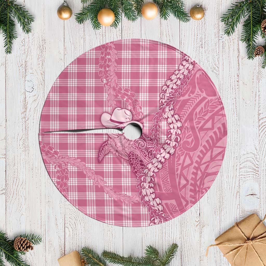 Pink Hawaii Palaka Cowboy Turtle Tree Skirt Hawaiian Paniolo Puakenikeni Maile Lei DT05 Casual Pink - Polynesian Pride