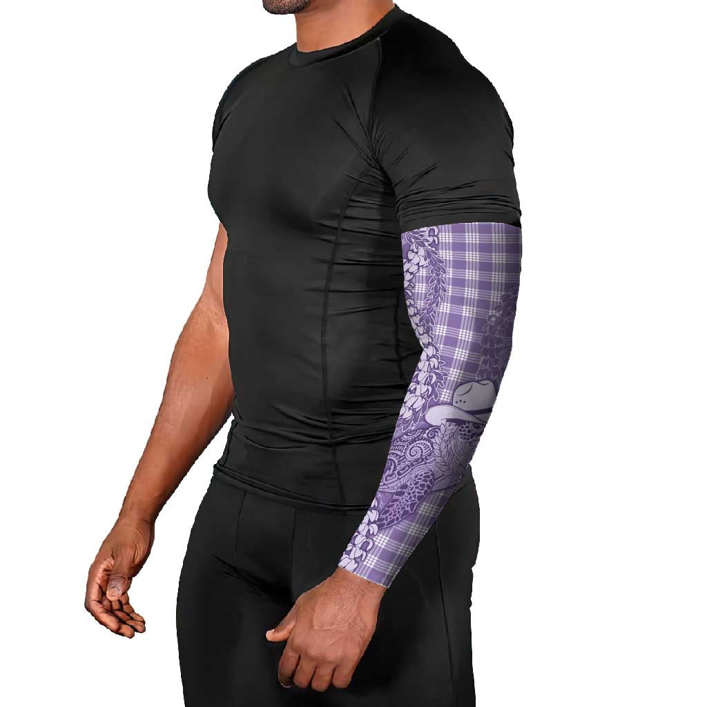 Purple Hawaii Palaka Cowboy Turtle Arm Sleeves Hawaiian Paniolo Puakenikeni Maile Lei - Polynesian Pride