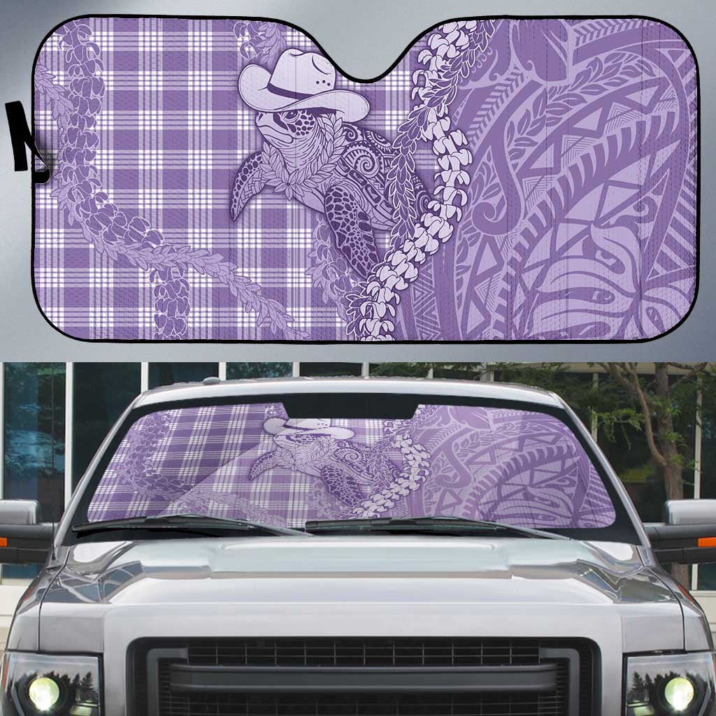 Purple Hawaii Palaka Cowboy Turtle Auto Sun Shade Hawaiian Paniolo Puakenikeni Maile Lei - Polynesian Pride