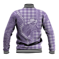 Purple Hawaii Palaka Cowboy Turtle Baseball Jacket Hawaiian Paniolo Puakenikeni Maile Lei - Polynesian Pride