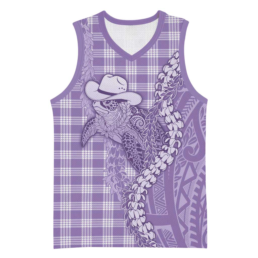 Purple Hawaii Palaka Cowboy Turtle Basketball Jersey Hawaiian Paniolo Puakenikeni Maile Lei - Polynesian Pride