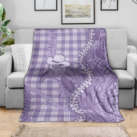 Purple Hawaii Palaka Cowboy Turtle Blanket Hawaiian Paniolo Puakenikeni Maile Lei - Polynesian Pride