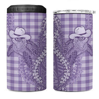 Purple Hawaii Palaka Cowboy Turtle 4 in 1 Can Cooler Tumbler Hawaiian Paniolo Puakenikeni Maile Lei - Polynesian Pride