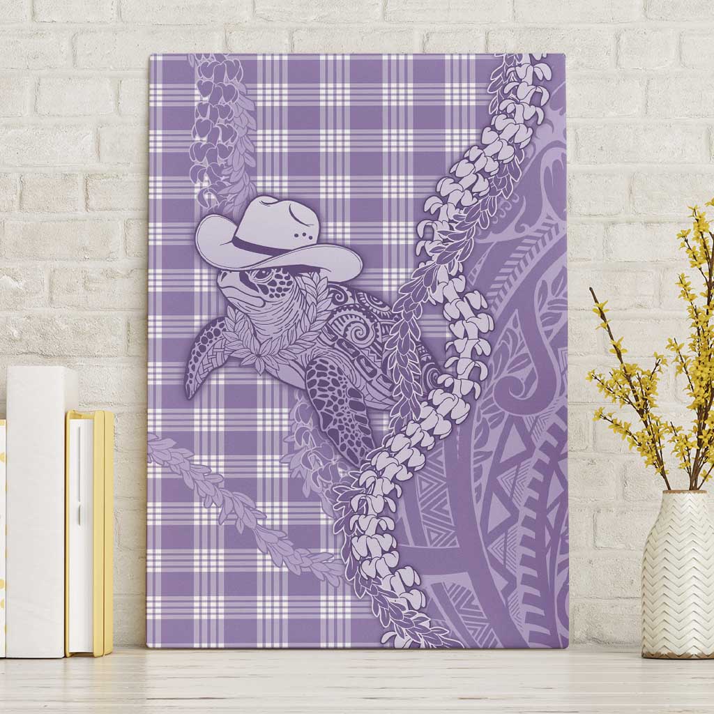 Purple Hawaii Palaka Cowboy Turtle Canvas Wall Art Hawaiian Paniolo Puakenikeni Maile Lei - Polynesian Pride