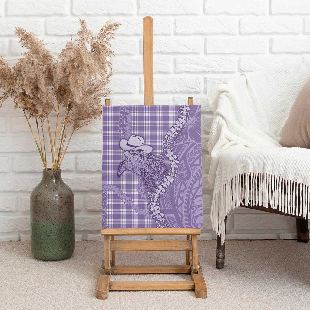 Purple Hawaii Palaka Cowboy Turtle Canvas Wall Art Hawaiian Paniolo Puakenikeni Maile Lei - Polynesian Pride