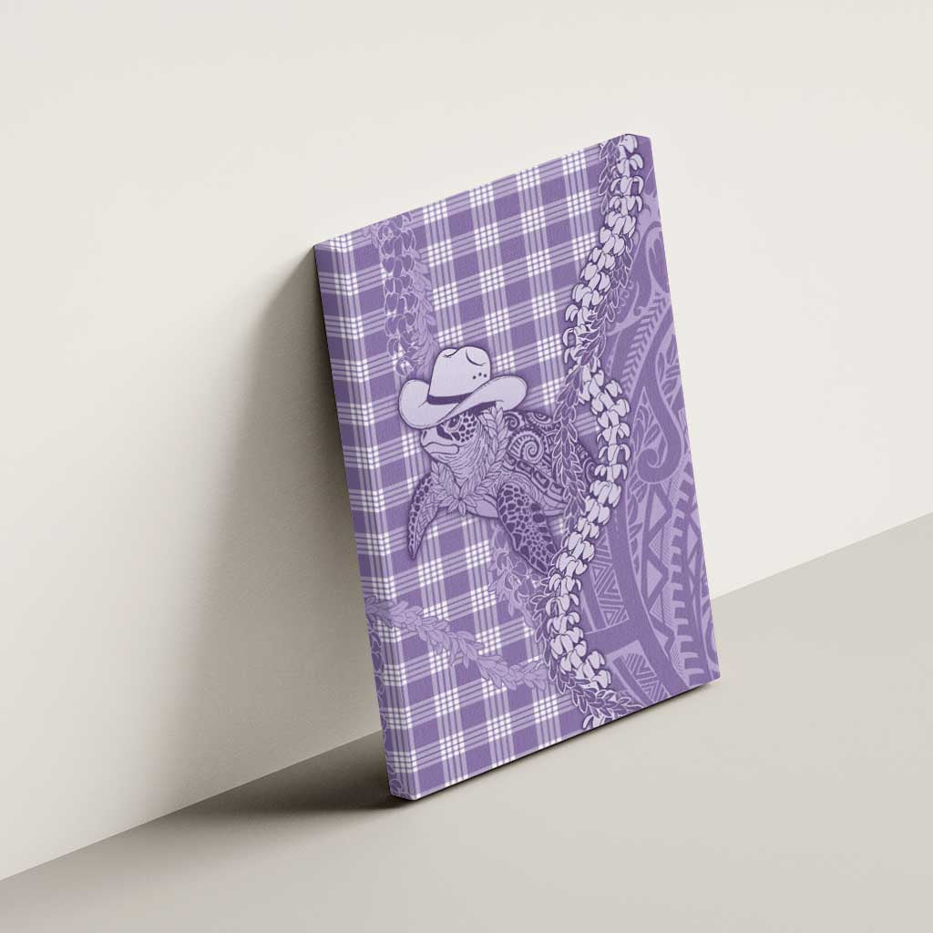 Purple Hawaii Palaka Cowboy Turtle Canvas Wall Art Hawaiian Paniolo Puakenikeni Maile Lei - Polynesian Pride