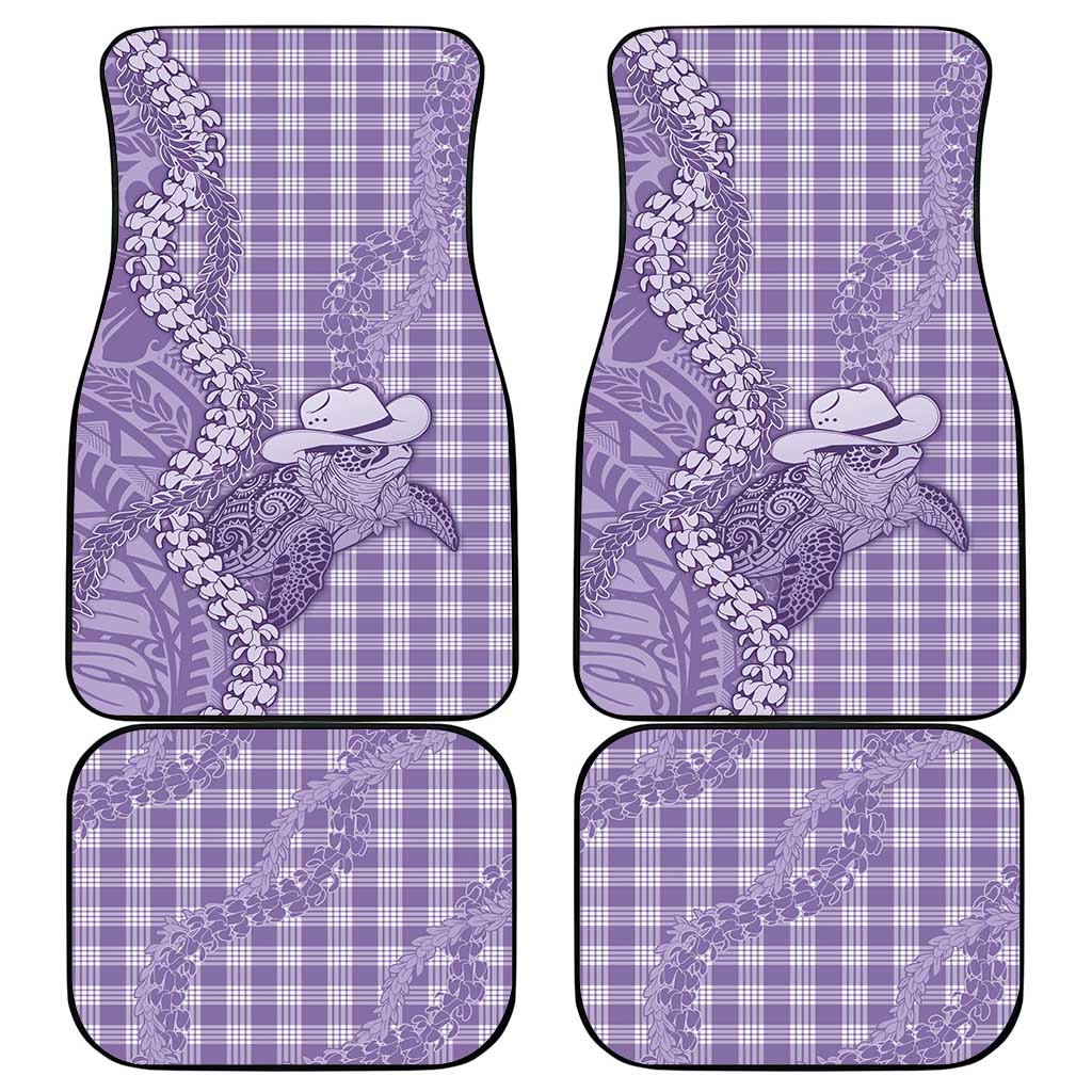 Purple Hawaii Palaka Cowboy Turtle Car Mats Hawaiian Paniolo Puakenikeni Maile Lei - Polynesian Pride
