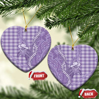 Purple Hawaii Palaka Cowboy Turtle Ceramic Ornament Hawaiian Paniolo Puakenikeni Maile Lei - Polynesian Pride