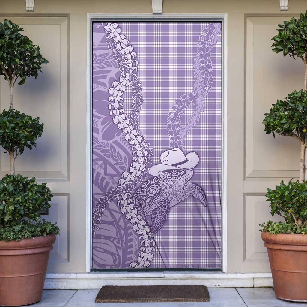 Purple Hawaii Palaka Cowboy Turtle Door Cover Hawaiian Paniolo Puakenikeni Maile Lei - Polynesian Pride