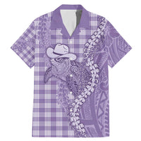 Purple Hawaii Palaka Cowboy Turtle Family Matching Mermaid Dress and Hawaiian Shirt Hawaiian Paniolo Puakenikeni Maile Lei - Polynesian Pride