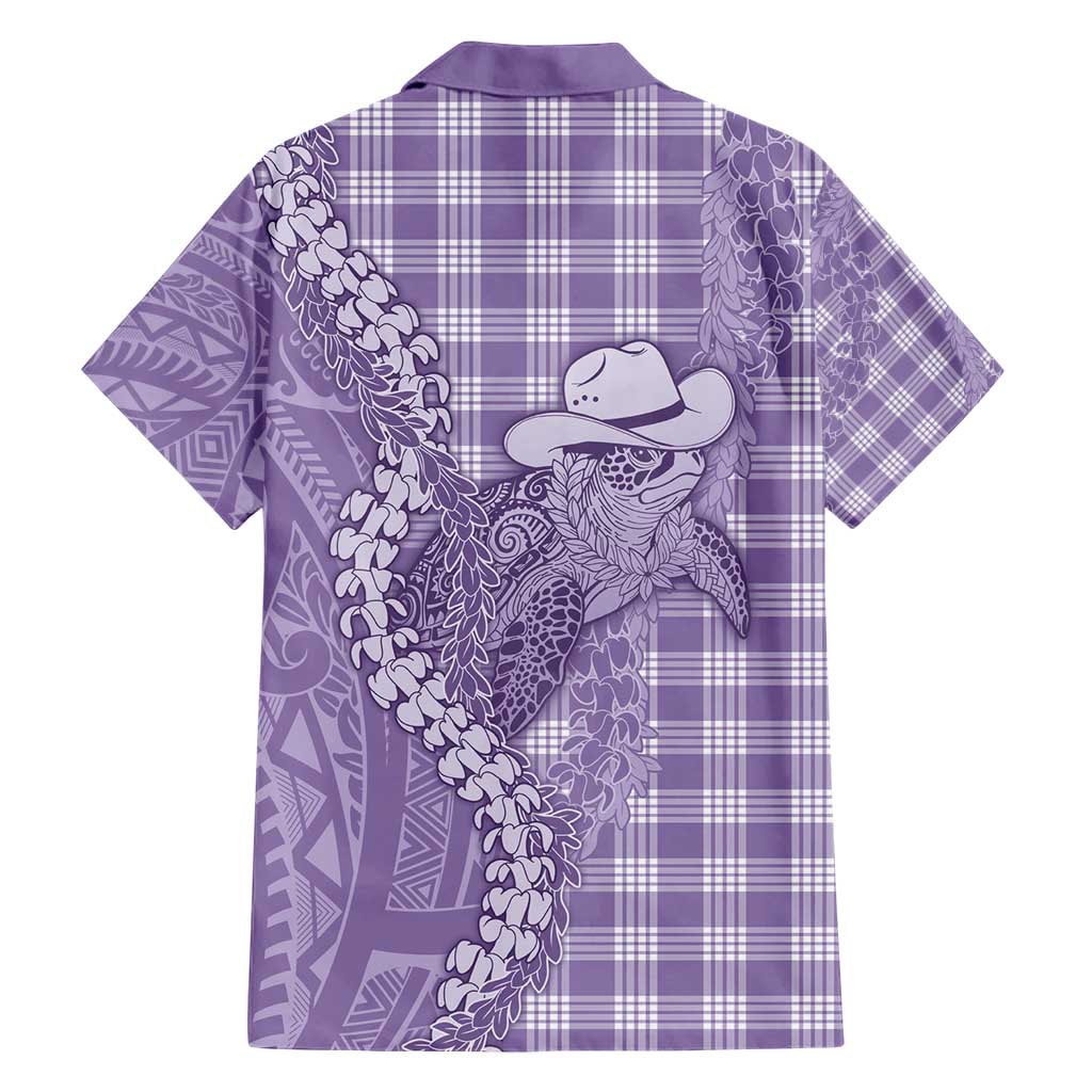Purple Hawaii Palaka Cowboy Turtle Family Matching Short Sleeve Bodycon Dress and Hawaiian Shirt Hawaiian Paniolo Puakenikeni Maile Lei - Polynesian Pride
