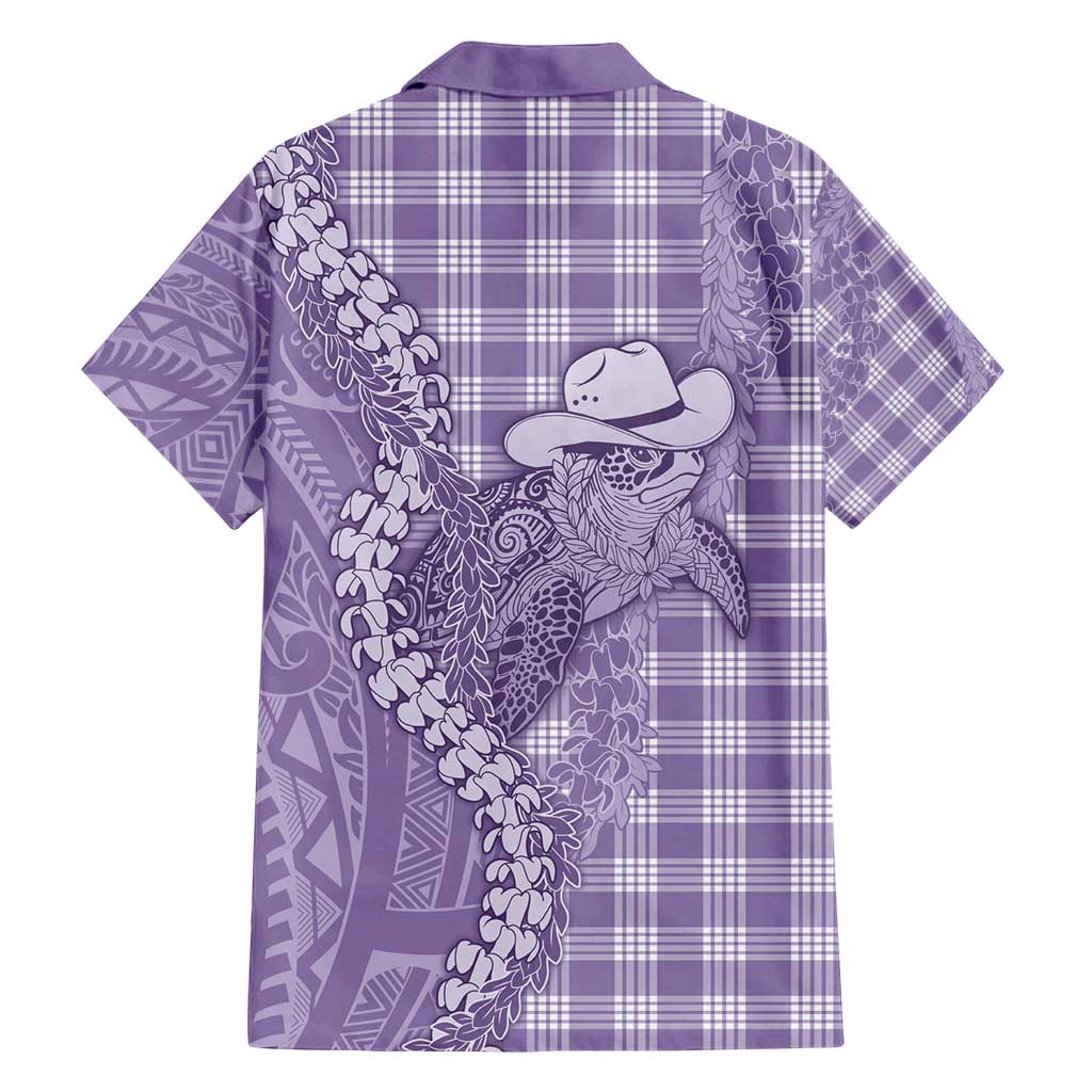 Purple Hawaii Palaka Cowboy Turtle Family Matching Summer Maxi Dress and Hawaiian Shirt Hawaiian Paniolo Puakenikeni Maile Lei - Polynesian Pride