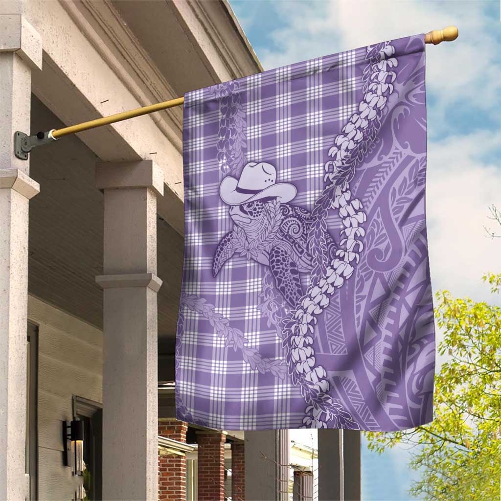 Purple Hawaii Palaka Cowboy Turtle Garden Flag Hawaiian Paniolo Puakenikeni Maile Lei - Polynesian Pride