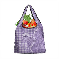 Purple Hawaii Palaka Cowboy Turtle Grocery Bag Hawaiian Paniolo Puakenikeni Maile Lei - Polynesian Pride