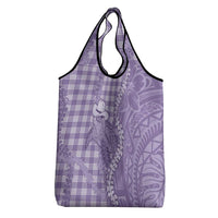 Purple Hawaii Palaka Cowboy Turtle Grocery Bag Hawaiian Paniolo Puakenikeni Maile Lei - Polynesian Pride