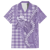 Purple Hawaii Palaka Cowboy Turtle Hawaiian Shirt Hawaiian Paniolo Puakenikeni Maile Lei - Polynesian Pride