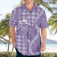 Purple Hawaii Palaka Cowboy Turtle Hawaiian Shirt Hawaiian Paniolo Puakenikeni Maile Lei - Polynesian Pride