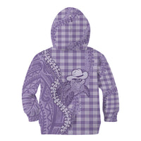 Purple Hawaii Palaka Cowboy Turtle Kid Hoodie Hawaiian Paniolo Puakenikeni Maile Lei - Polynesian Pride
