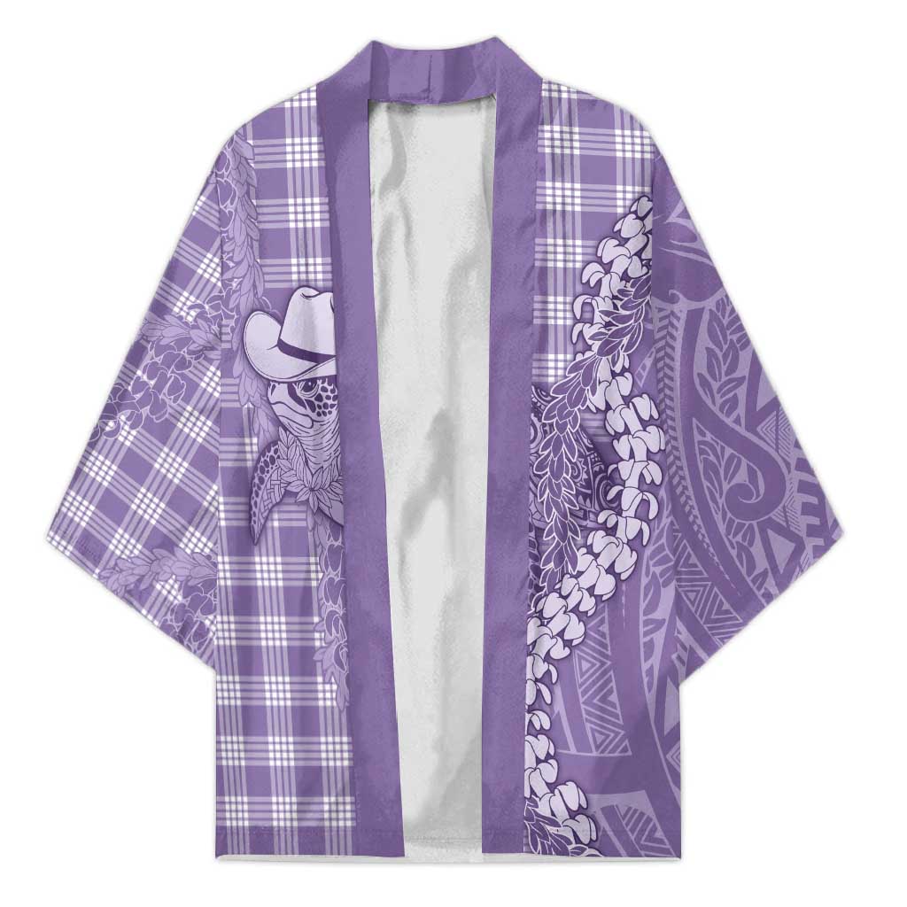 Purple Hawaii Palaka Cowboy Turtle Kimono Hawaiian Paniolo Puakenikeni Maile Lei - Polynesian Pride