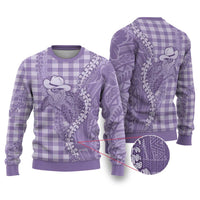 Purple Hawaii Palaka Cowboy Turtle Ugly Christmas Sweater Hawaiian Paniolo Puakenikeni Maile Lei - Polynesian Pride