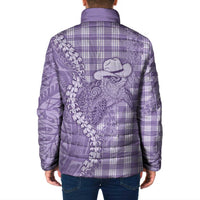 Purple Hawaii Palaka Cowboy Turtle Padded Jacket Hawaiian Paniolo Puakenikeni Maile Lei - Polynesian Pride